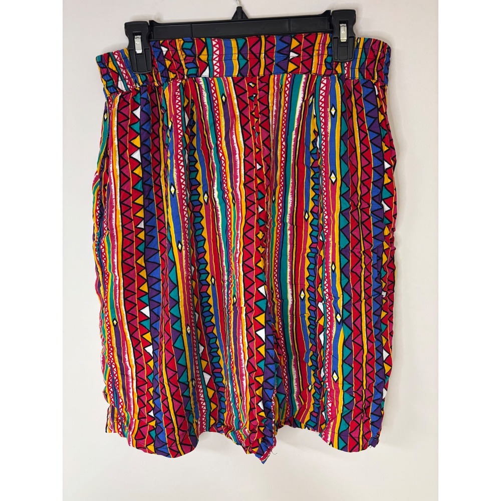 Laura Katherine Vintage 90s Colorful‎ Striped Rayon Shorts Size 34
